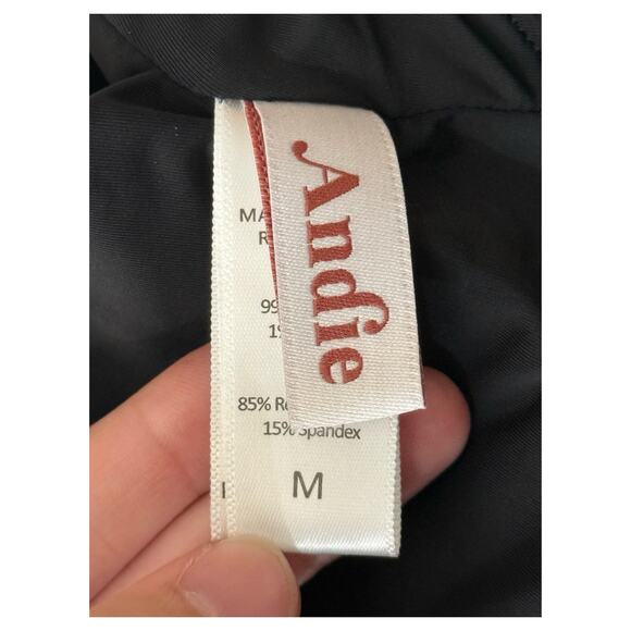 Andie The Liku Smocked scoop back one piece swimsuit black size Medium M - Picture 5 of 8